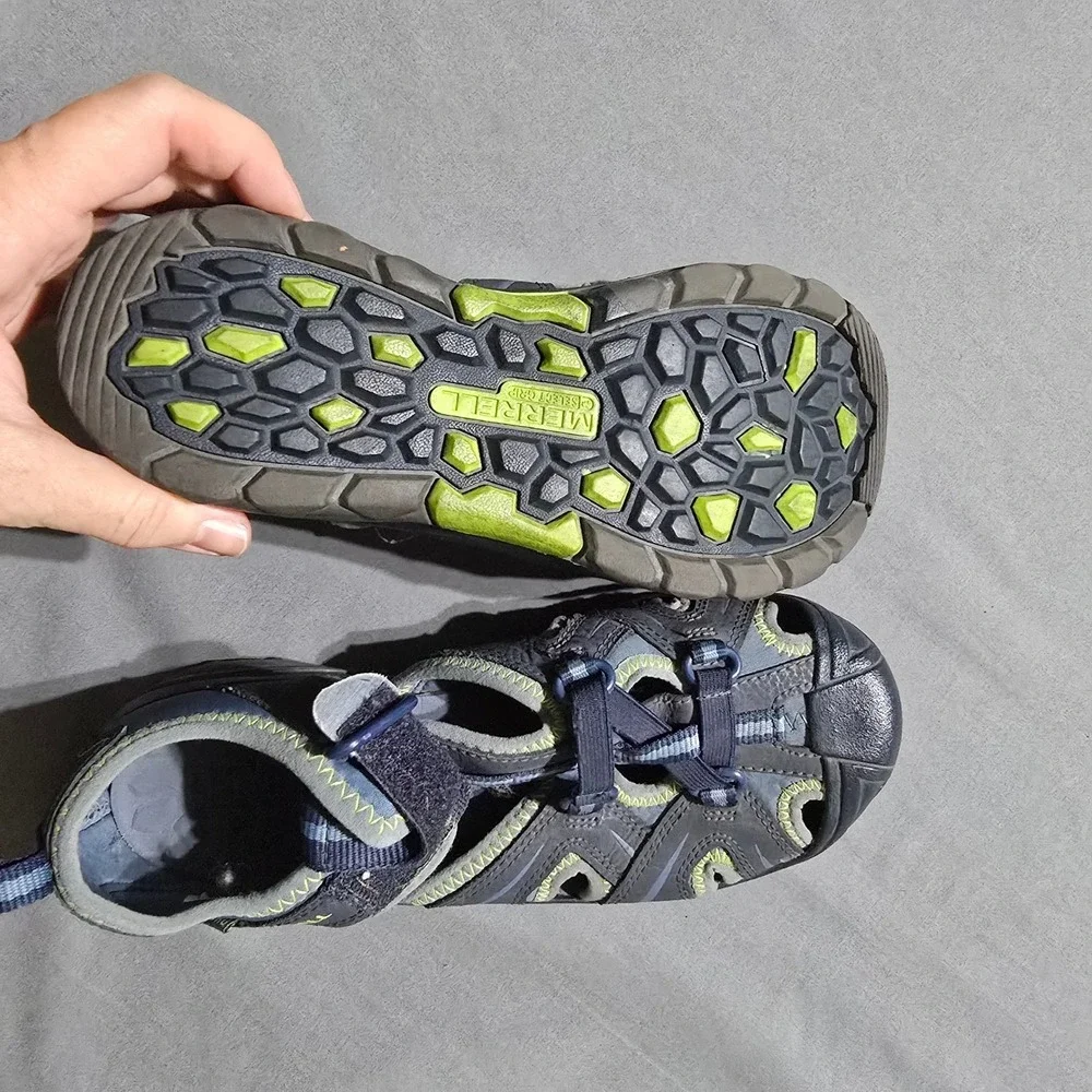 Merrell Hydro Sandals Kids Size 5 Navy Blue Green MY53375 Hiking Water Shoes